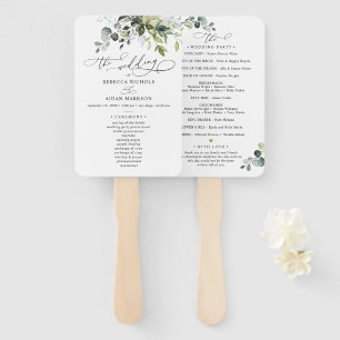 Boho Eucalyptus Greenery Wedding Ceremony Program Hand Fan
