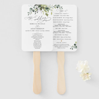 Boho Eucalyptus Greenery Wedding Ceremony Program Hand Fan