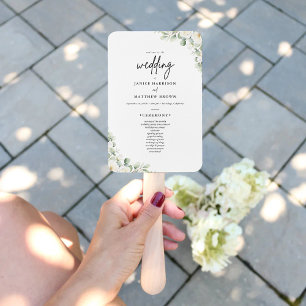 Boho Eucalyptus Greenery Wedding Ceremony Program  Hand Fan