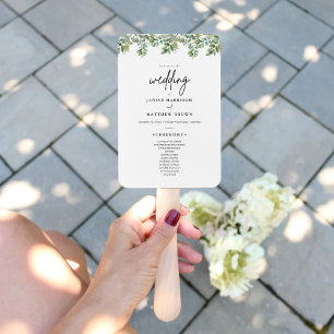 Boho Eucalyptus Greenery Wedding Ceremony Program  Hand Fan