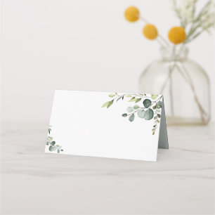 Boho Eucalyptus Greenery Wedding Folded Place Card
