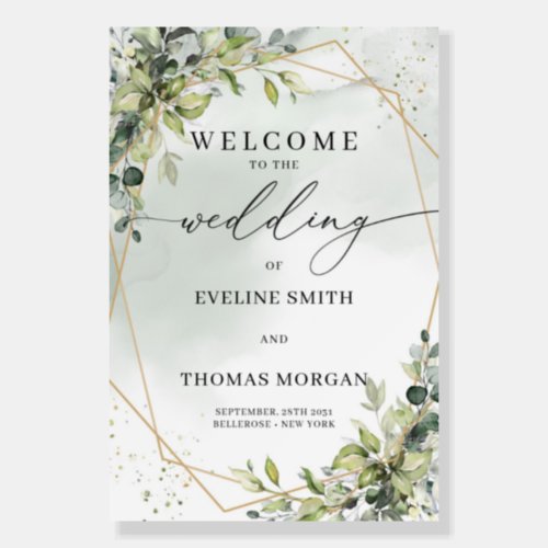 Boho eucalyptus greenery wedding welcome sign