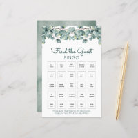 Boho Eucalyptus Leaves Baby Shower Bingo Game