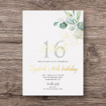 Boho Eucalyptus Leaves Sweet 16 Foil Invitation<br><div class="desc">Boho greenery eucalyptus leaves.</div>