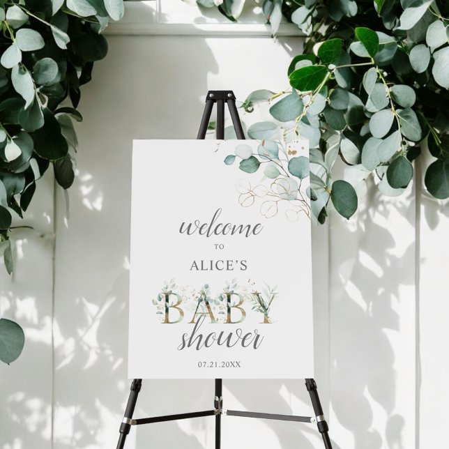 Boho Eucalyptus Leaves Welcome Baby Shower Foam Board (Creator Uploaded)