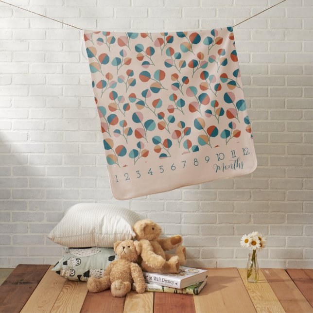 Boho Eucalyptus Milestone Baby Blanket | Custom (In Situ)