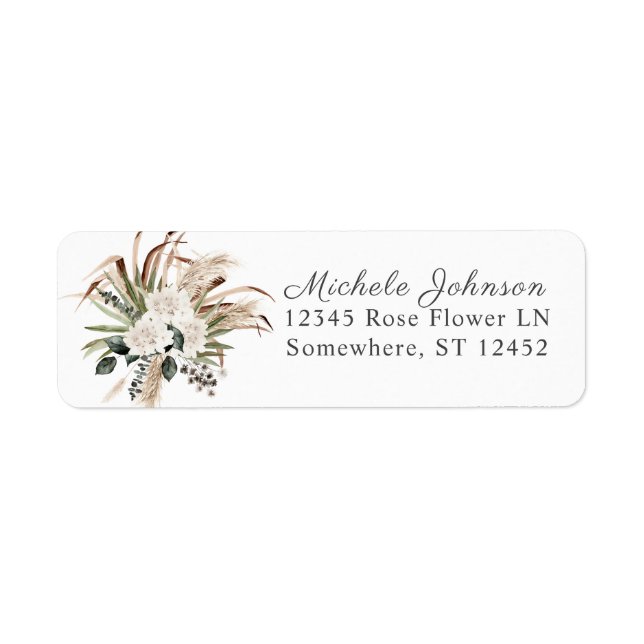 Boho Eucalyptus & Pampas Return Address Label (Front)