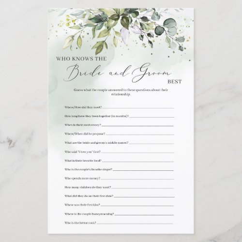 Boho Eucalyptus Who Knows the bride and groom Best