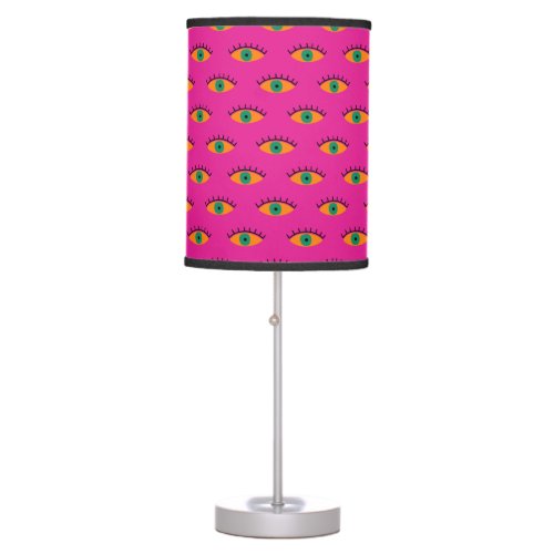 BOHO Evil Eye Pattern Funky Fuchsia Table Lamp