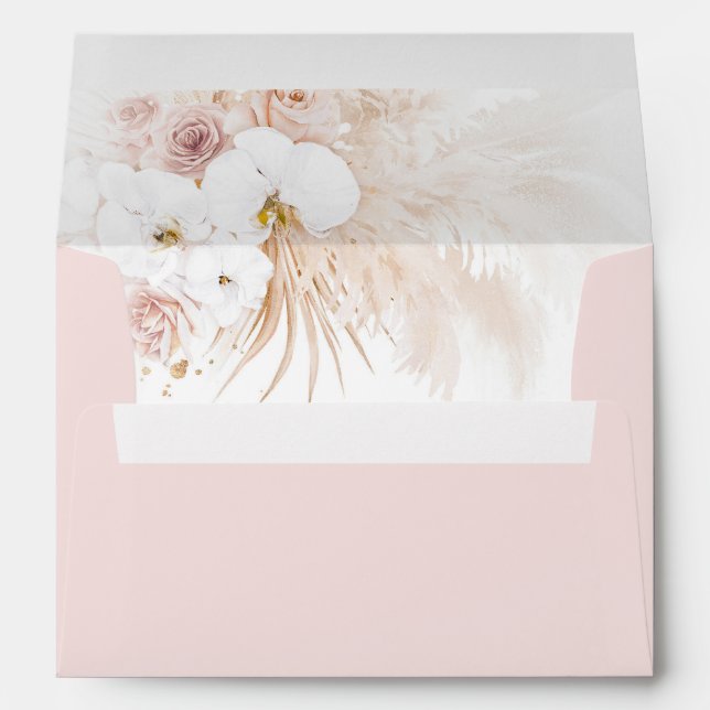 Boho Exotic Botanical Flowers and Pampas Grass Envelope (Back (Bottom))