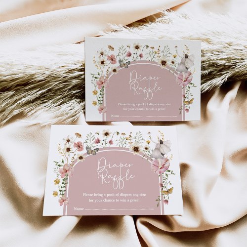 Boho Fairy Blush Wildflower Diaper Raffle Enclosure Card