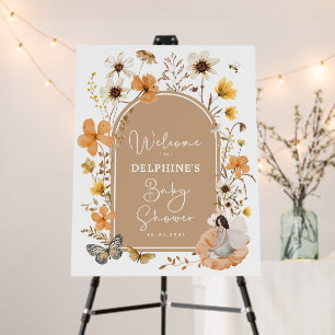 Boho Fairy Fall Wildflower Baby Shower Welcome Foam Board