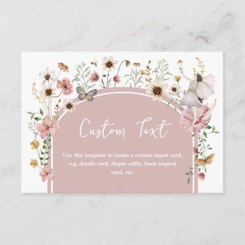 Boho Fairy Pink Wildflower Custom Text Enclosure Card