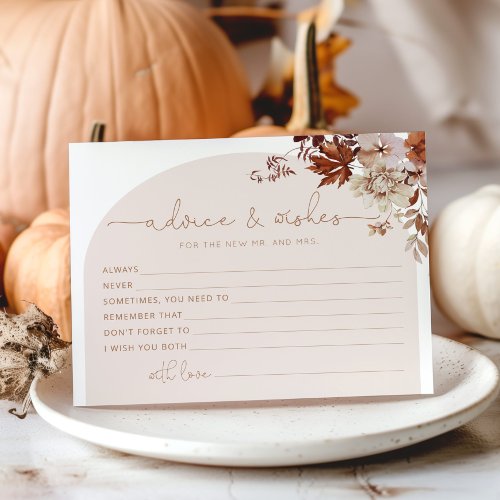 Boho fall advice and wishes bridal shower card