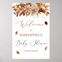 Boho fall and autumn floral Baby Welcome Sign