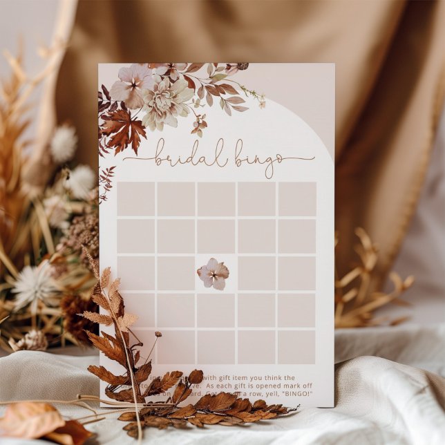 Boho fall arch bridal shower bingo game (Creator Uploaded)