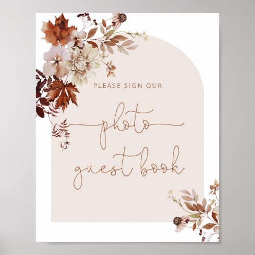 Boho fall arch photo Guest book Poster