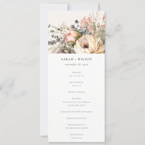 Boho Fall Autumn Floral Bunch Wedding Program