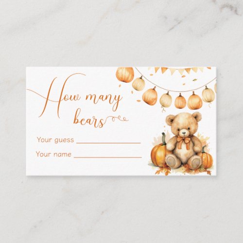 Boho fall baby shower game guess how many bears enclosure card