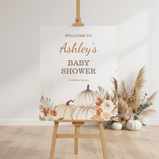 Boho Fall Baby Shower Welcome Sign, Little Pumpkin Foam Board
