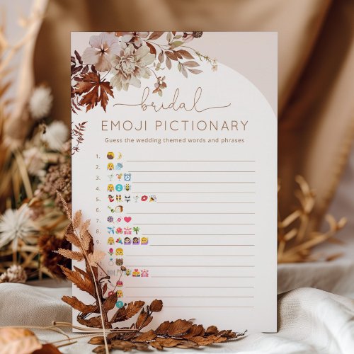 Boho fall bridal shower emoji pictionary game