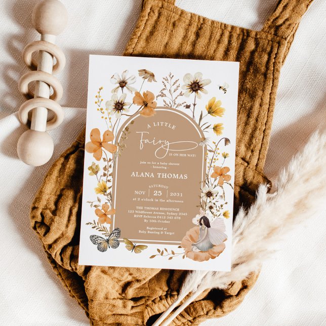 Boho Fall Fairy Wildflower Baby Shower Invitation (Creator Uploaded)