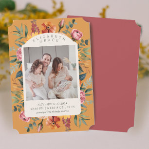 Boho Fall Floral Arch Photo Birth Announcement