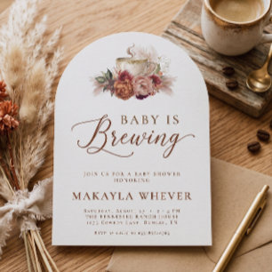 Boho Fall Floral Baby is Brewing Baby Shower Invitation