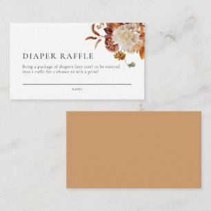 Boho Fall Floral Baby Shower Diaper Raffle Card