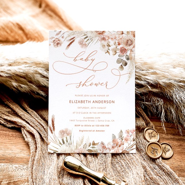 Boho Fall Floral Baby Shower Invitation (Creator Uploaded)