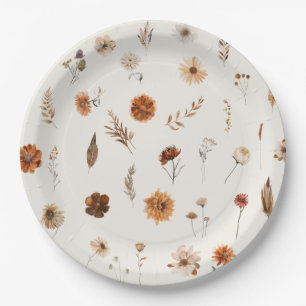 Boho Fall Floral Baby Shower  Paper Plates