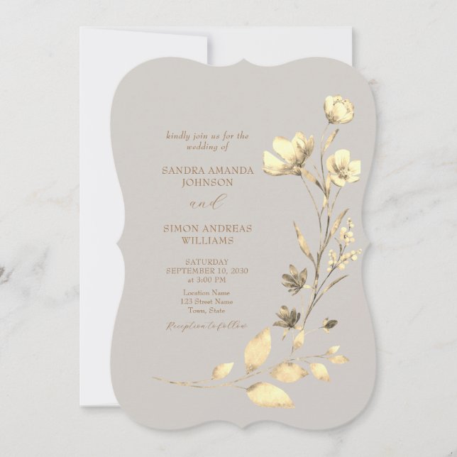 Boho Fall Floral Bracket Wedding Invite (Front)