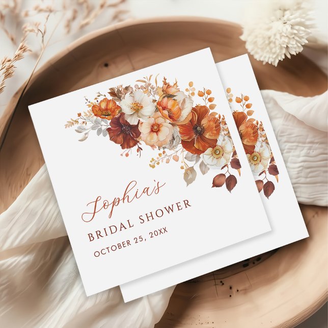 Boho Fall Floral Bridal Shower Napkins (Creator Uploaded)