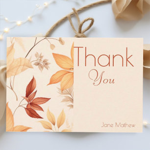 Boho fall floral bridal shower Thank You Card