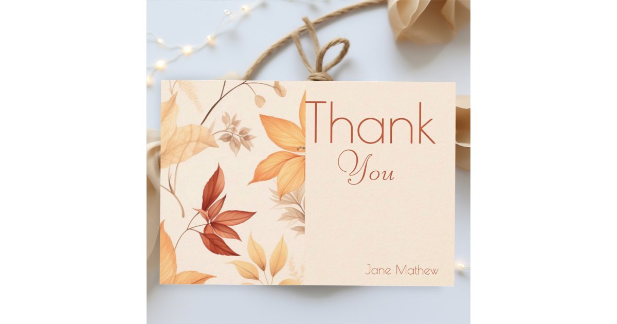 Boho fall floral bridal shower Thank You Card | Zazzle