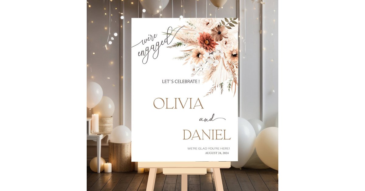 Boho Fall floral Engagement Party Welcome Sign Boh | Zazzle
