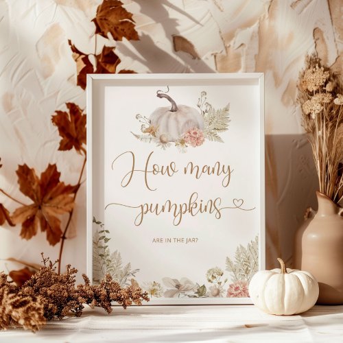 Boho fall floral guess how many pumpkins poster