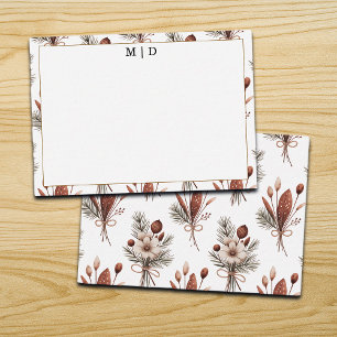 Boho Fall Floral Monogramm  Note Card
