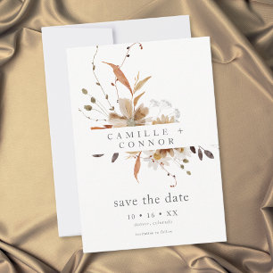 Boho Fall Floral Neutral Rustic Wedding Save The Date