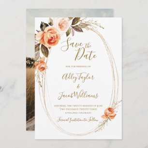 Boho Fall Floral Photo Wedding Save the Date