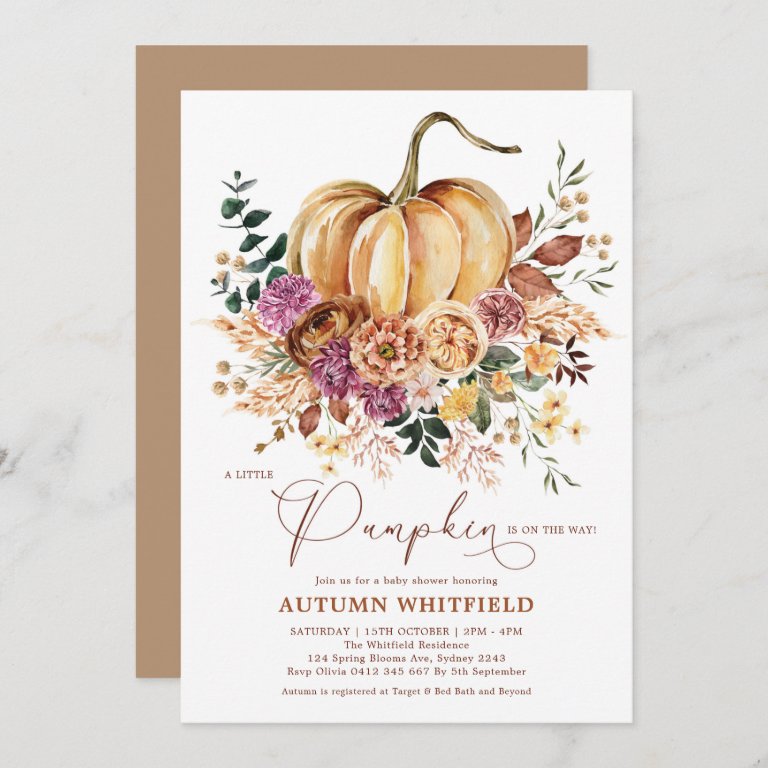 Boho Fall Floral Pumpkin Baby Shower