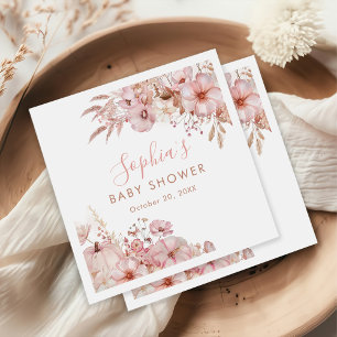 Boho Fall Floral Pumpkin Baby Shower Napkins