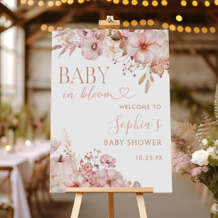 Boho Fall Floral Pumpkin Baby Shower Welcome Sign