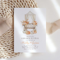 Boho Fall Floral Pumpkin Gender Reveal Invitation