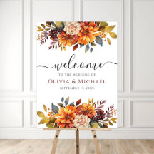 Boho Fall Floral Rustic Flowers Wedding Welcome