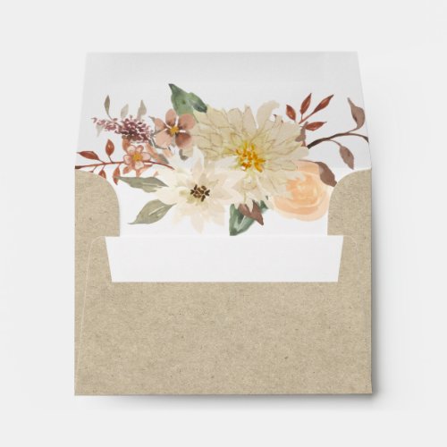 BOHO Fall Floral Watercolor Autumn Thank You Note  Envelope