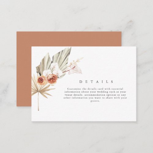 Boho Fall Floral Wedding Details Enclosure Card