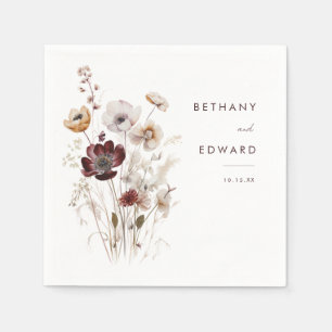 Boho Fall Floral Wedding Napkins