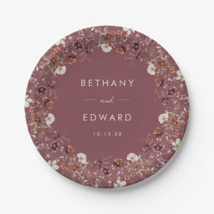 Boho Fall Floral Wedding Paper Plates