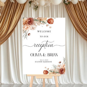 Boho Fall floral Wedding Reception Welcome Sign